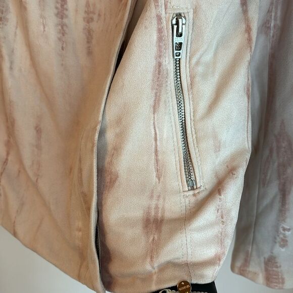BLANK NYC WOMEN MOTO JACKET TIE DYE BLUSH FAUX BLUSH SUEDE SOFT COAT MEDIUM EUC! - Picture 7 of 15